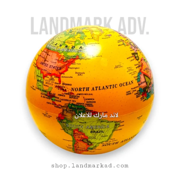 Yellow Realistic Animated world globe for decor