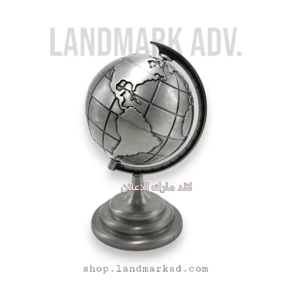 Silver Metal World Globe for office decor 12 cm