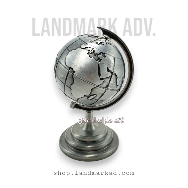 Silver Metal World Globe for office decor 12 cm