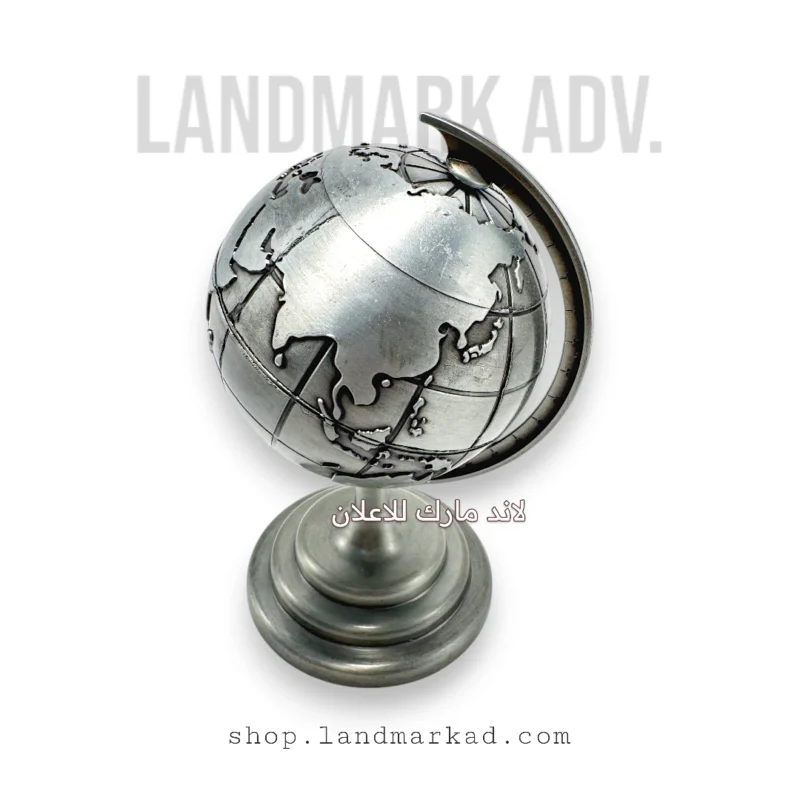 Silver Metal World Globe for office decor 12 cm