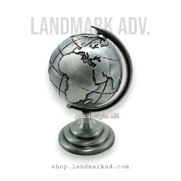 Silver Metal World Globe for office decor 17 cm