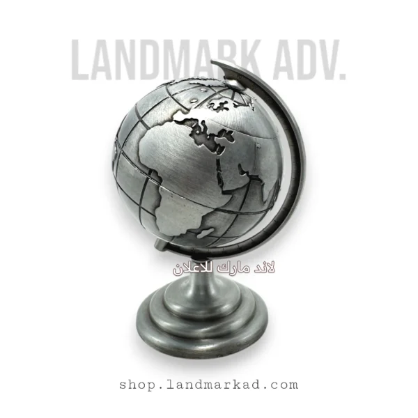 Silver Metal World Globe for office decor 17 cm