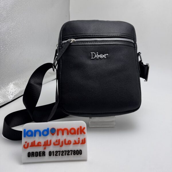 Men's black leather crossbody bag