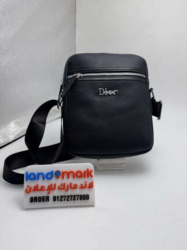 Men's black leather crossbody bag