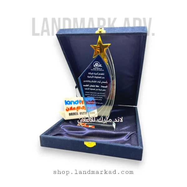 Crystal Award Double Layer with Golden Star A167